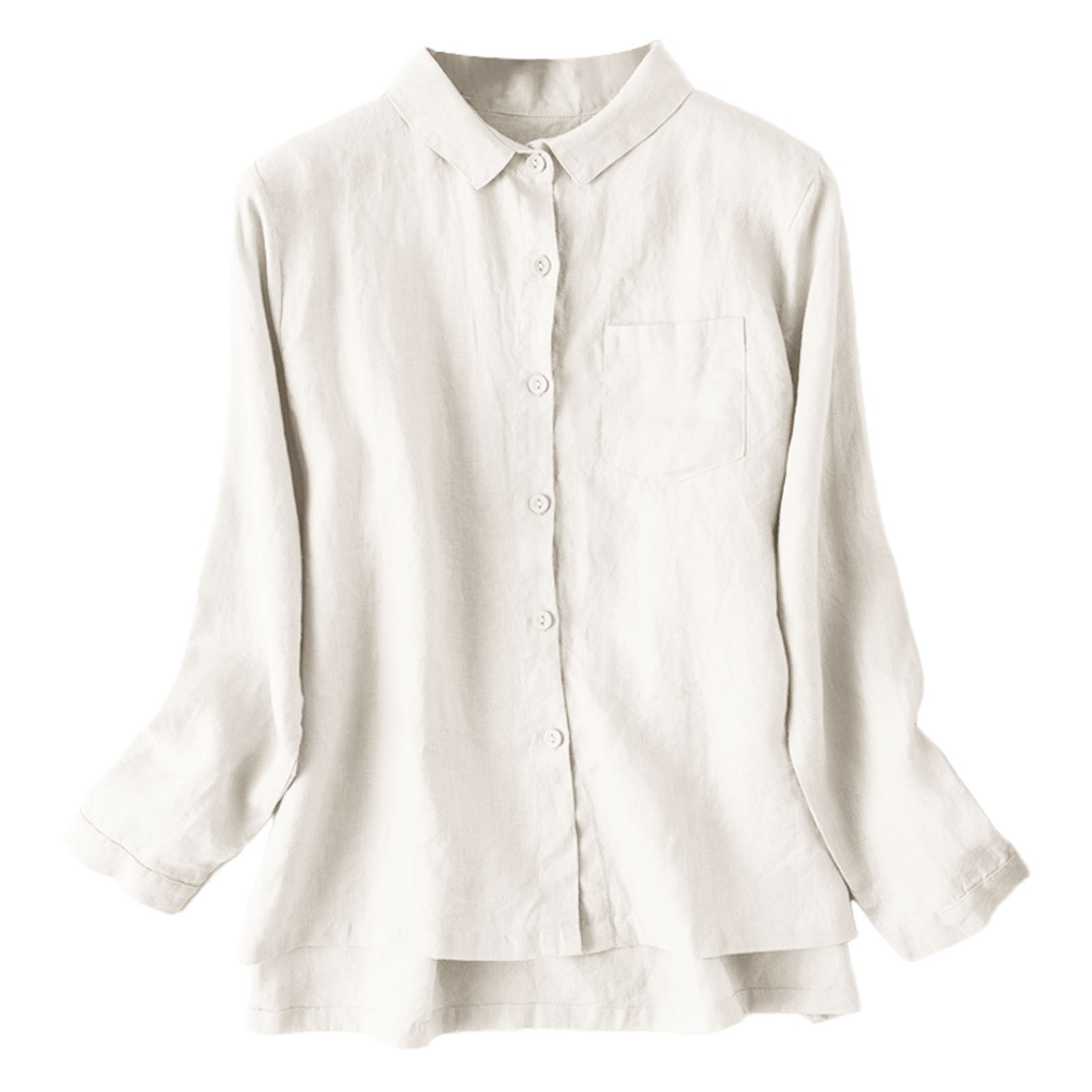 thumbnail image 4 of Camisa holgada de lino fino para mujer - Diseño vintage con solapa - Manga larga - Tallas M-XXL, 4 of 4